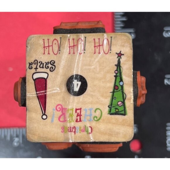 Vintage Christmas Wood Mounted Rubber Stamp 4in1 By PLAID 47235 - Picture 2 of 6